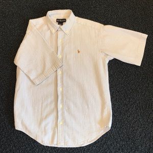 Boys S/S Ralph Lauren Blue Seersucker Shirt